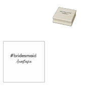 Bruidsmeisje hashtag lichtroze voeg naam bruid sta rubberstempel (Gestempeld)