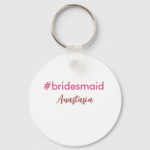 Bruidsmeisje hashtag lichtroze voeg naam bruid sta sleutelhanger