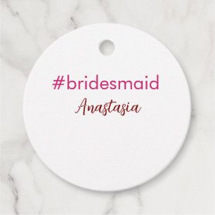 Bruidsmeisje hashtag lichtroze voeg naam bruid toe bedankjes labels
