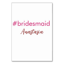 Bruidsmeisje hashtag lichtroze voeg naam bruid toe kaart