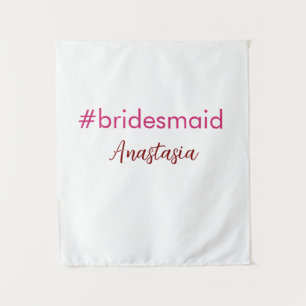 Bruidsmeisje hashtag lichtroze voeg naam bruid toe wandkleed