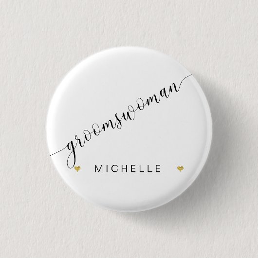 Bruidsmeisje Huwelijk Bruidsjonker Script Eenvoudi Ronde Button 3,2 Cm (Voorkant)