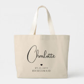 Bruidsmeisje Huwelijk Eenvoudig Modern Schrift Naa Grote Tote Bag (Achterkant)