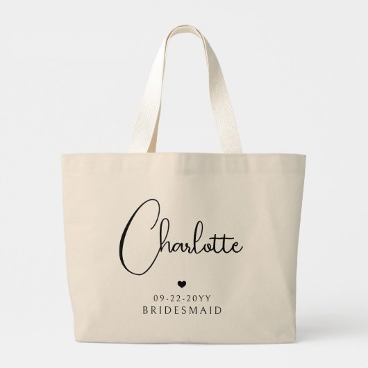 Bruidsmeisje Huwelijk Eenvoudig Modern Schrift Naa Grote Tote Bag (Achterkant)