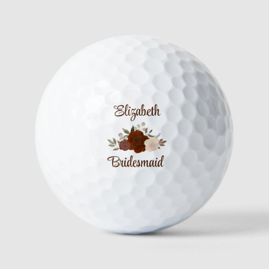 Bruidsmeisje Huwelijks Cadeau Roest Oranje Rozen Golfballen (Voorkant)
