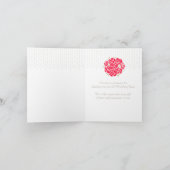 Bruidsmeisje in rode jurk bedankkaart (Binnen)