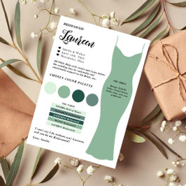 Bruidsmeisje info kaart sjabloon Voorstel Kaart