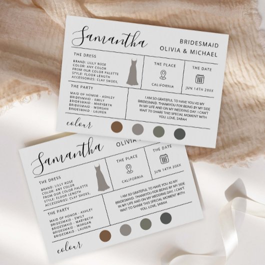 Bruidsmeisje informatie Kaart, bruidsvoorstel Kaar Kaart