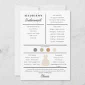 Bruidsmeisje informatiekaart bedankkaart (Voorkant)