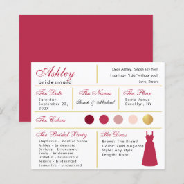 Bruidsmeisje informatiekaart Modern Magenta Goud