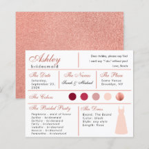  Bruidsmeisje informatiekaart Roze Goud Blush Roze