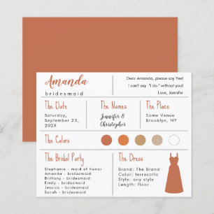 Bruidsmeisje informatiekaart - Terracotta neutrale