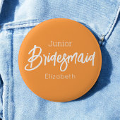 Bruidsmeisje Junior Oranje Witte Trouwknoop Ronde Button 5,7 Cm