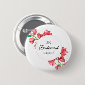 Bruidsmeisje Junior Roze Witte Bloemen Ronde Button 5,7 Cm (Voorkant /achterkant)