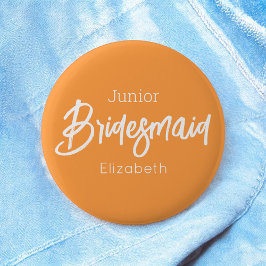 Bruidsmeisje Junior Sinaasappel Witte bruiloft But Ronde Button 5,7 Cm
