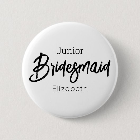 Bruidsmeisje Junior Zwart Wit Trouwknoop Ronde Button 5,7 Cm (Voorkant)