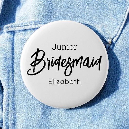 Bruidsmeisje Junior Zwart Wit Trouwknoop Ronde Button 5,7 Cm