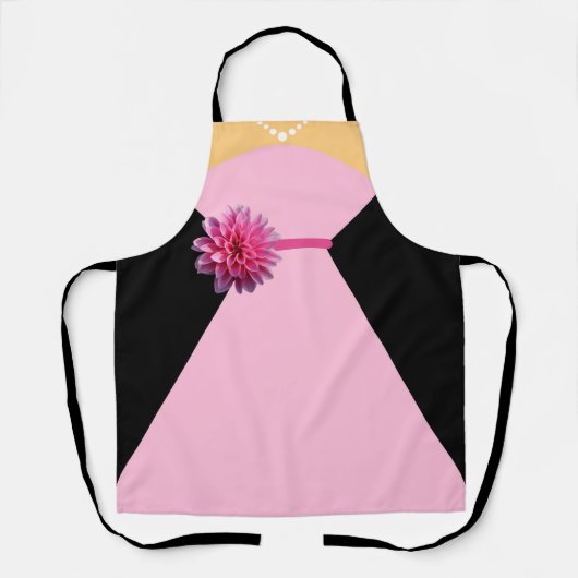 Bruidsmeisje jurk roze met roze bloem schort (Voorkant)