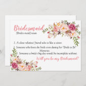 Bruidsmeisje kaart (Voorkant / Achterkant)