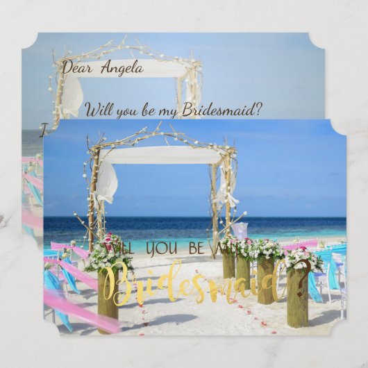 Bruidsmeisje kaart 'Beach Arbor Floral' (Voorkant / Achterkant)