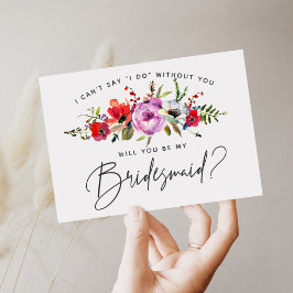 Bruidsmeisje kaart met bloemenboeket