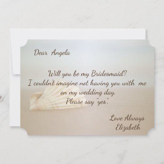 Bruidsmeisje kaart met schelp (Achterkant)