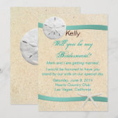 Bruidsmeisje kaart voor strandhuwelijk (Voorkant / Achterkant)