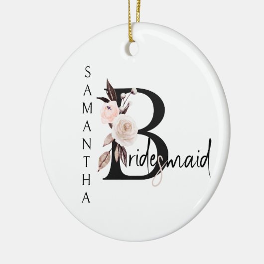 Bruidsmeisje Keepsake Boho Floral Letter Keramisch Ornament (Links)