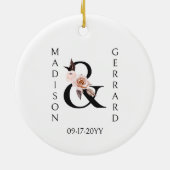 Bruidsmeisje Keepsake Boho Floral Letter Keramisch Ornament (Achterkant)