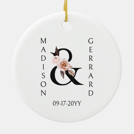 Bruidsmeisje Keepsake Boho Floral Letter Keramisch Ornament (Achterkant)