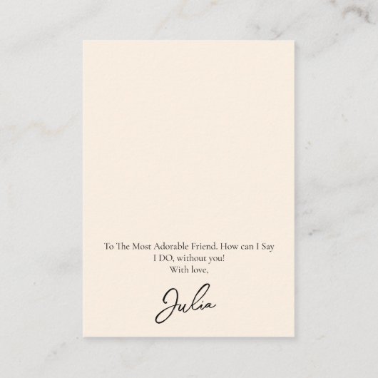 Bruidsmeisje Ketting & Oorbel Sieraden Display Kaa Visitekaartje (Achterkant)