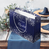 Bruidsmeisje koningsblauw zilveren naam bruiloft groot cadeauzakje