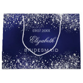 Bruidsmeisje koningsblauw zilveren naam bruiloft groot cadeauzakje (Voorkant)
