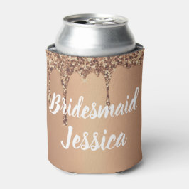 Bruidsmeisje Koper Gouden Drip Glitter Bruiloften Blikjeskoeler