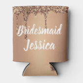 Bruidsmeisje Koper Gouden Drip Glitter Bruiloften Blikjeskoeler (Voorkant)