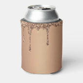 Bruidsmeisje Koper Gouden Druppel Glitter Bruiloft Blikjeskoeler (Blikje Achterkant)