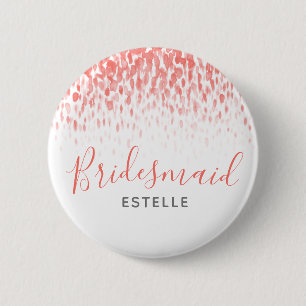 Bruidsmeisje koraal abstracte kunst bruiloft pin k ronde button 5,7 cm