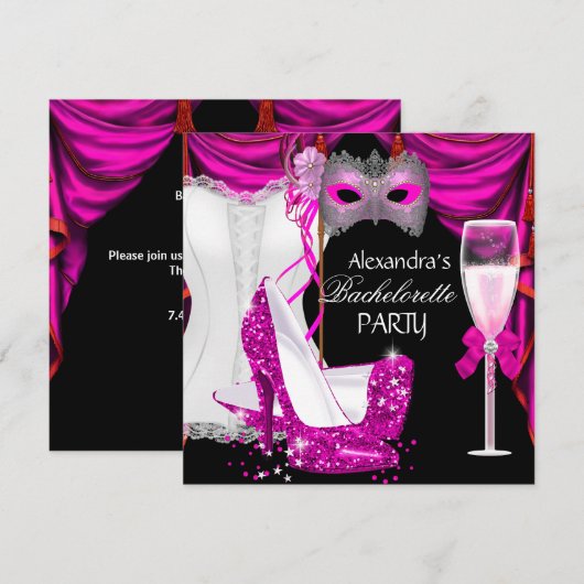 Bruidsmeisje korset Roze Masquerade Champagne 2 Kaart (Voorkant / Achterkant)