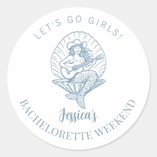 Bruidsmeisje kust cowgirl strand bruidsfeest ronde sticker (Voorkant)