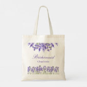 Bruidsmeisje lavendel bloemen paarse naam script tote bag (Achterkant)