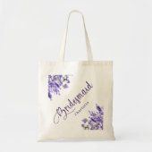 Bruidsmeisje lavendel bloemen paarse schrift bruil tote bag (Voorkant)