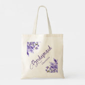 Bruidsmeisje lavendel bloemen paarse script bruilo tote bag (Achterkant)