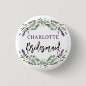 Bruidsmeisje lavendel viool eucalyptus bruiloft ronde button 3,2 cm (Voorkant)