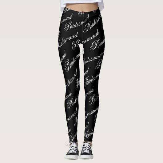 Bruidsmeisje Leggings - Zwart op Wit (Voorkant)