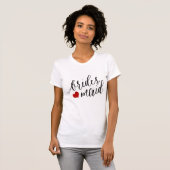Bruidsmeisje/Liefde/Hart/Modern Borstelschrift T-shirt (Voorkant volledig)