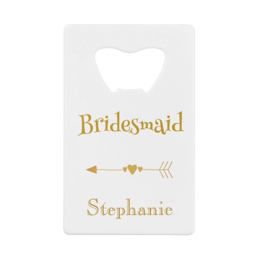 Bruidsmeisje liefde pijl creditkaart flessenopener (Voorkant)