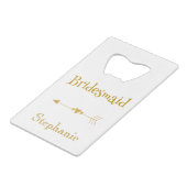 Bruidsmeisje liefde pijl creditkaart flessenopener (Voorkant Gekanteld)