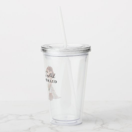 Bruidsmeisje | Lieve cartoon bruid met schriftrol Acryl Drinkbeker (Links)