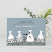 Bruidsmeisje Lunch Blauwe achtergrond uitnodiging (Staand voorkant)