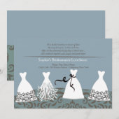Bruidsmeisje Lunch Blauwe achtergrond uitnodiging (Voorkant / Achterkant)